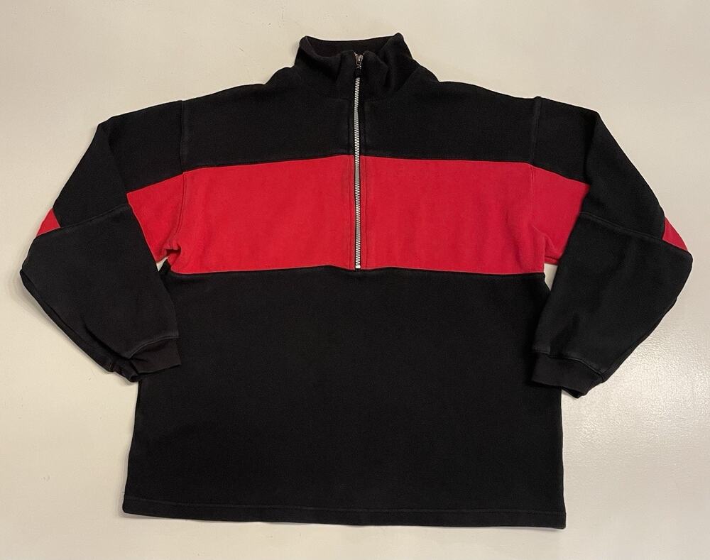 Vintage Marlboro Sweatshirt Mock Neck Men's Size Medium Quarter Zip Black Red